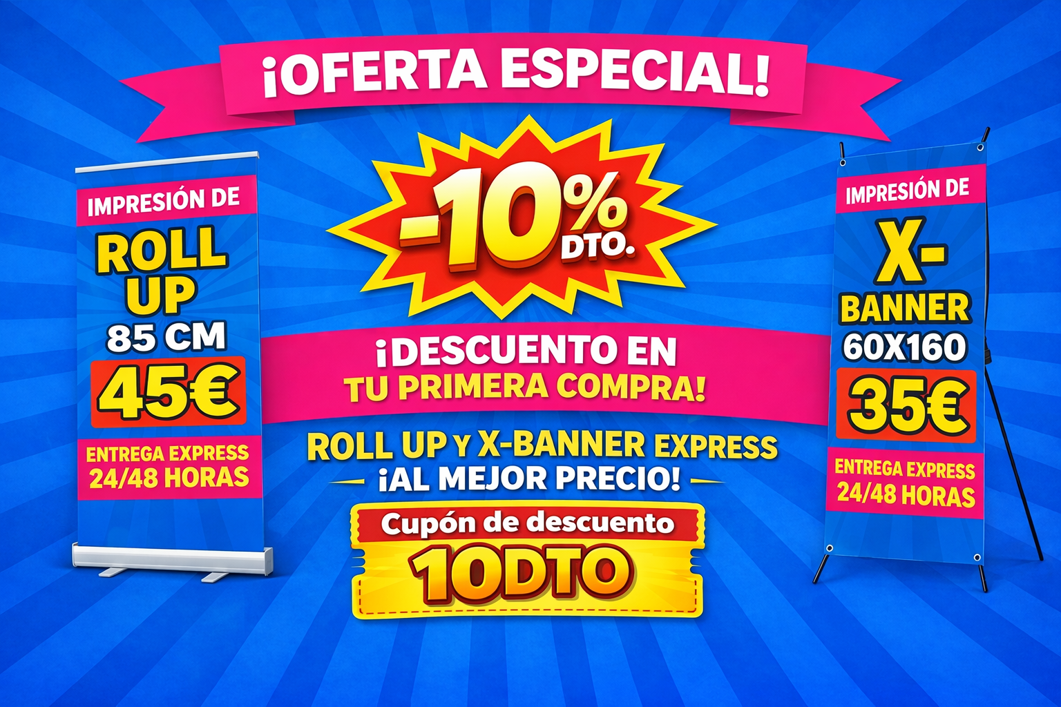 Displays publicitarios compra online Rool-ups Innicia impresión digital